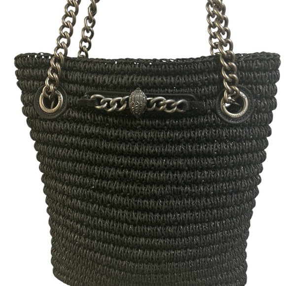 Kurt Geiger Chelsea raffia Tote Bag with matted gun metal strap - Picture 2 of 12